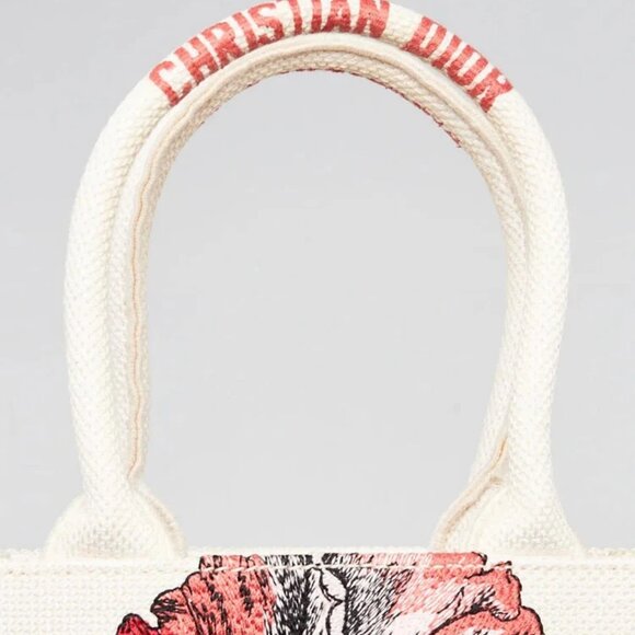 Christian Dior Latte Multicolor Canvas Fleurs Bibliques Vertical Book Tote Bag - Picture 4 of 8
